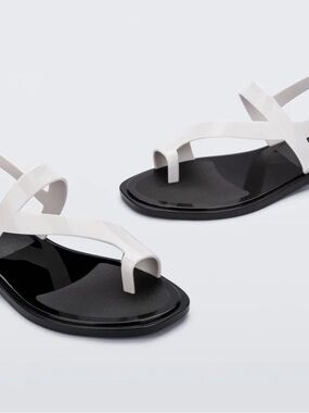 Melissa White Strap Sandals with Black Footbed